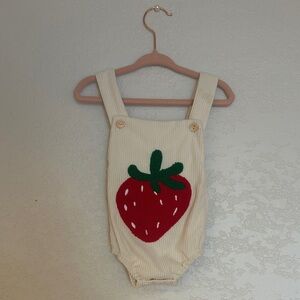 Strawberry Knit Baby Romper